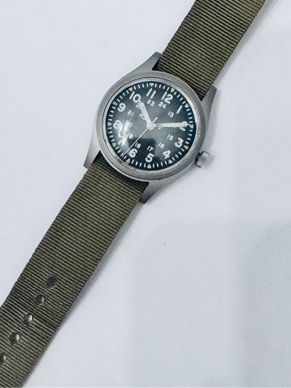 Hamilton Military Watch with Olive Green Nylon Strap